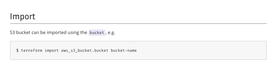 Terraform Docs For Importing An S3 Resource