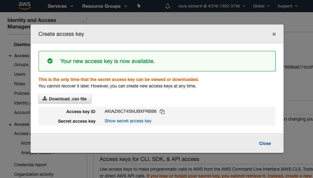 Create AWS Access Key