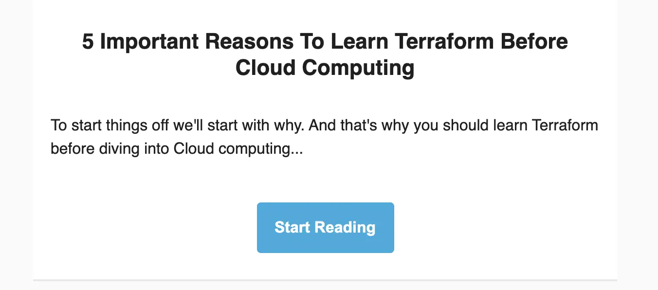 Example text in the email courses