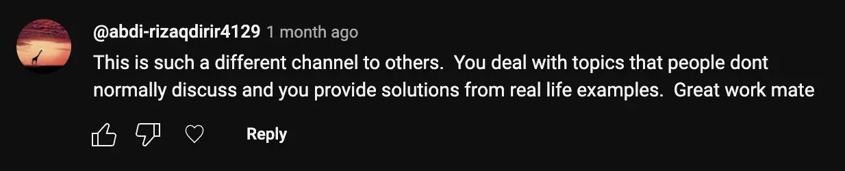 Positive YouTube Comment