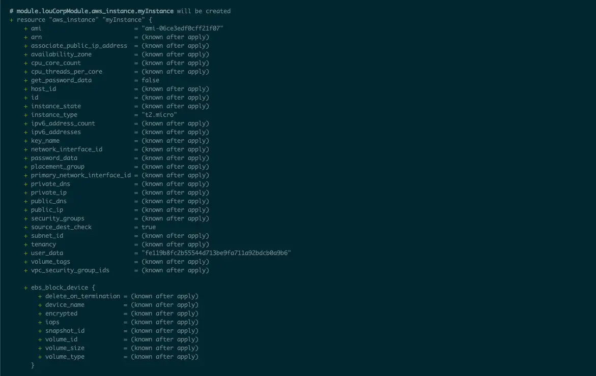 Terraform Plan Instance