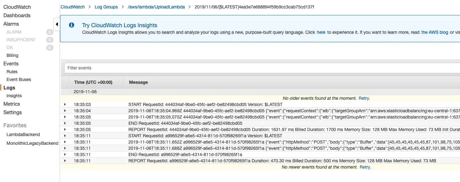 AWS Lamda Log Output