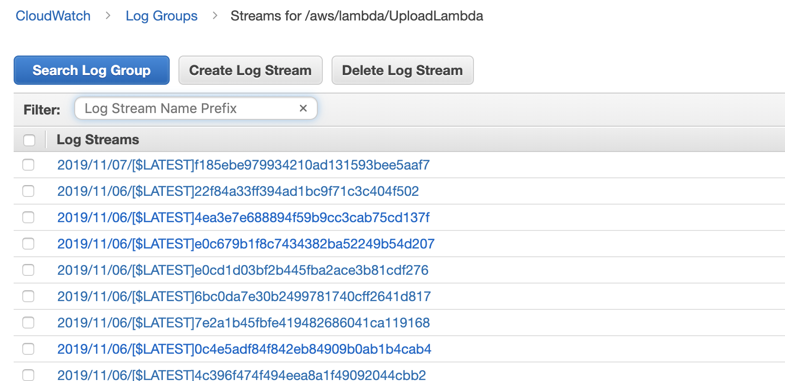 Lambda Log Streams