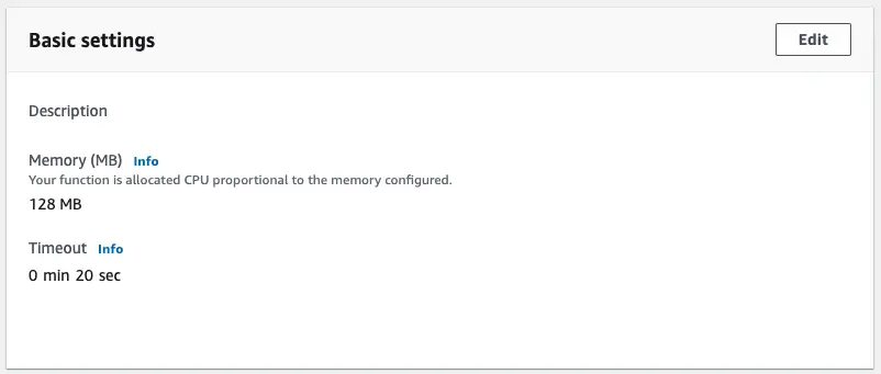 AWS Lambda Basic Settings