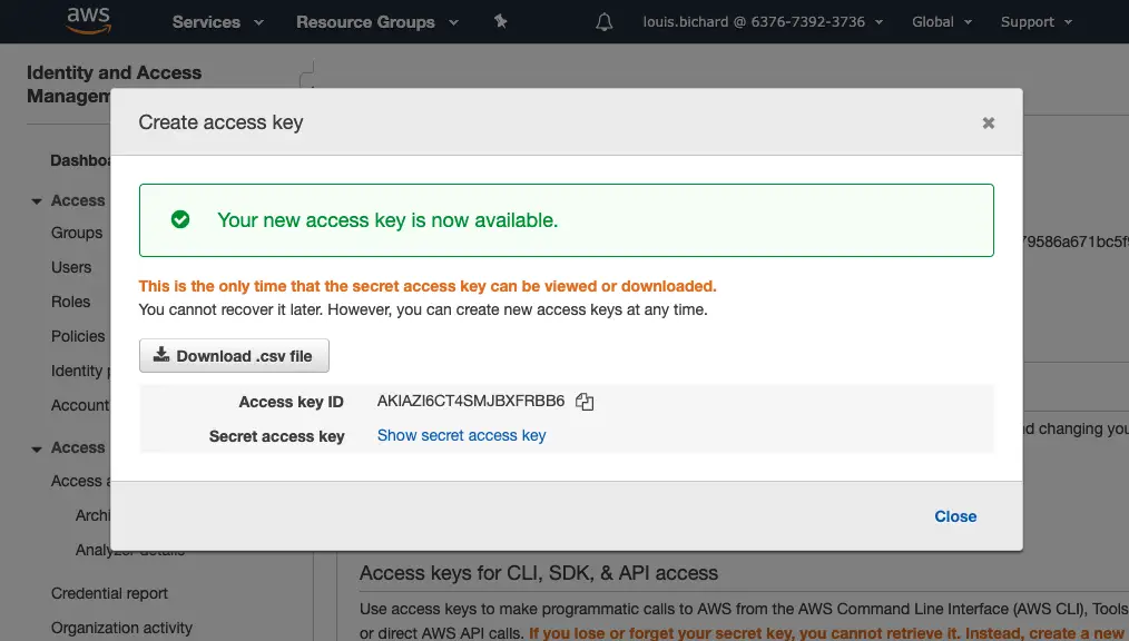 Create AWS Access Key