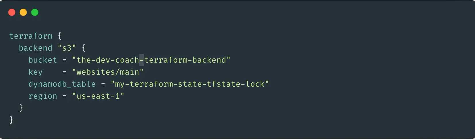 Example Terraform Backend Config (With State Locking)