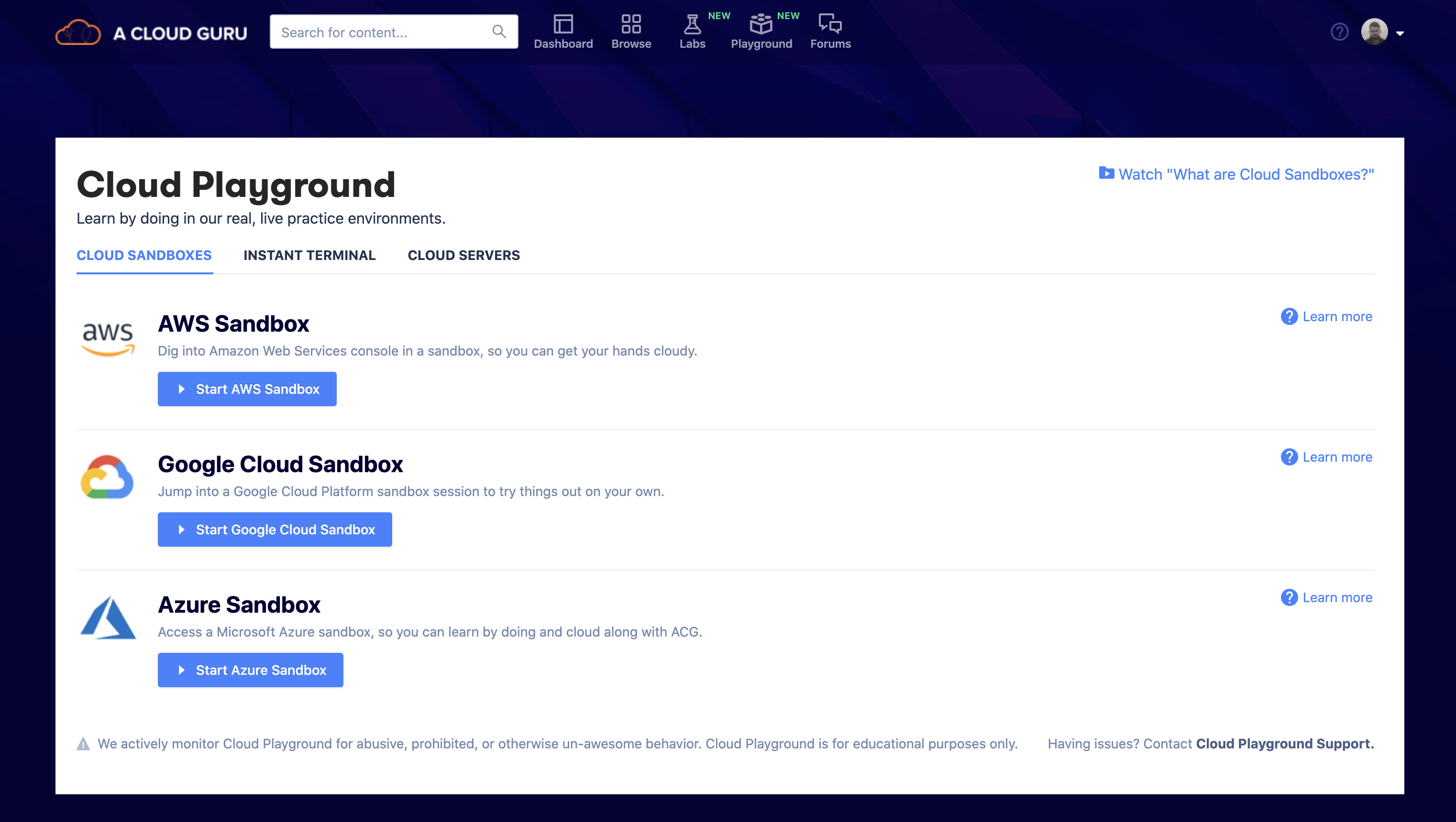 Cloud Playground AWS