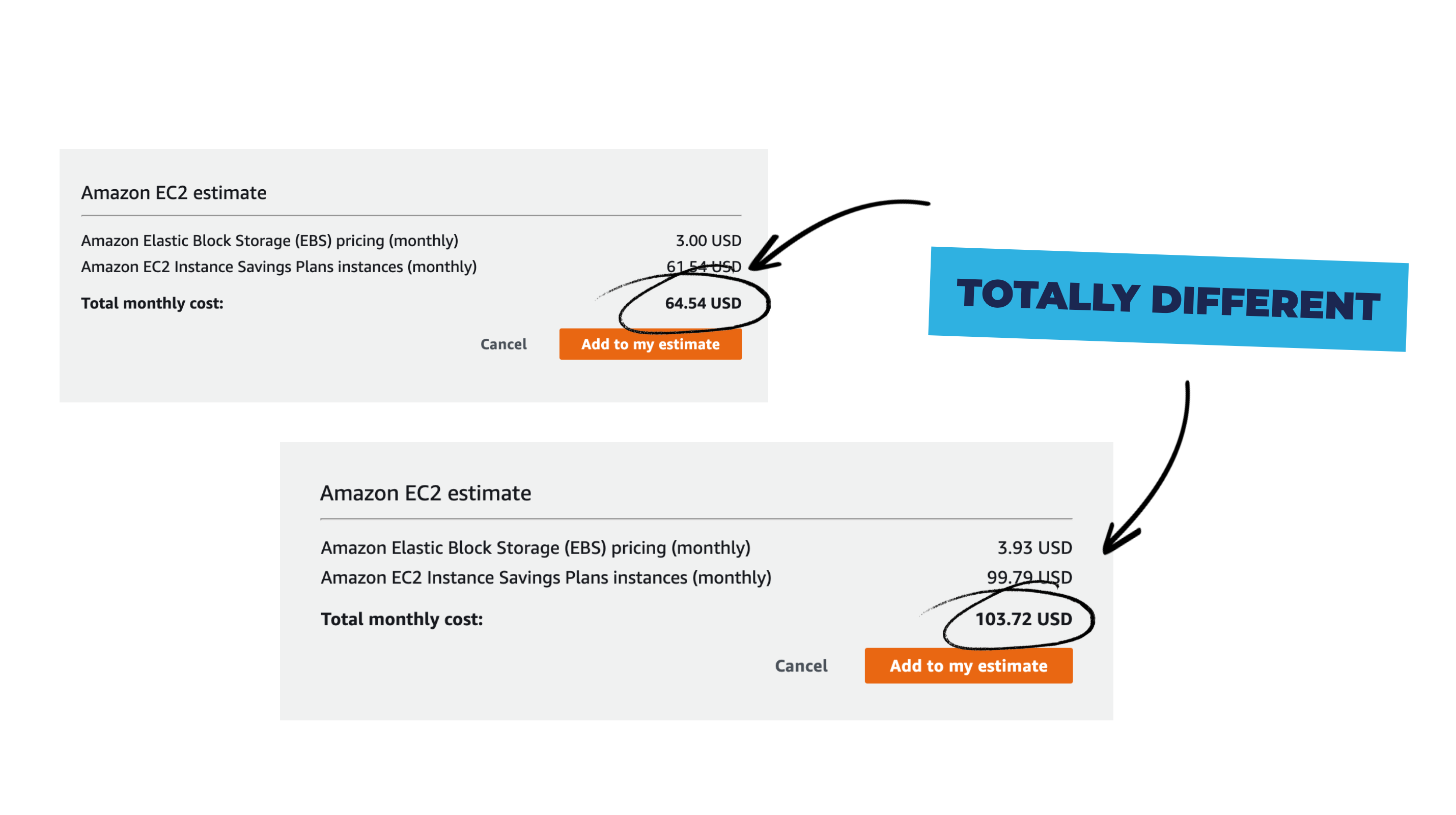 Comparing the price of two EC2 instances in two regions